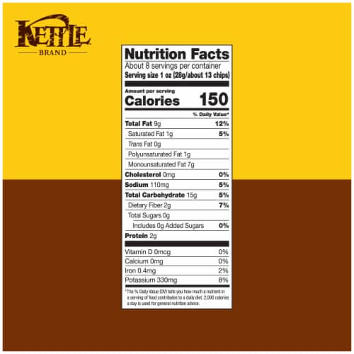 Kettle Brand Sea Salt Kettle Potato Chips Gluten-Free Non-Gmo Perspective: right