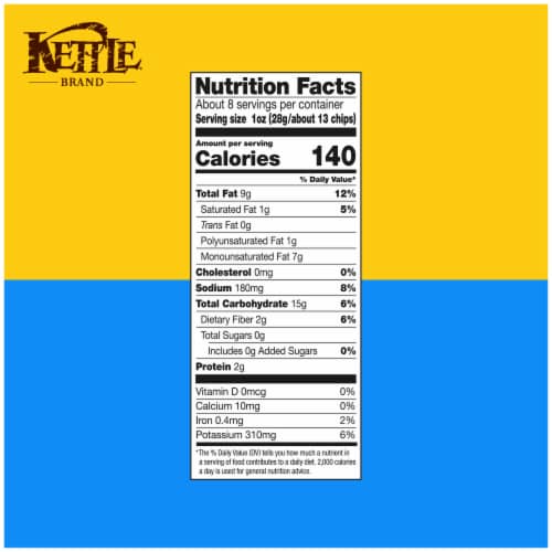 Kettle Brand Sea Salt And Vinegar Kettle Potato Chips Gluten-Free Non-Gmo Perspective: right