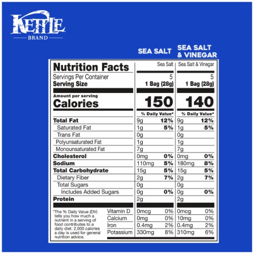 Kettle Brand® Sea Salt and Salt & Vinegar Kettle Potato Chips Variety Pack Perspective: right