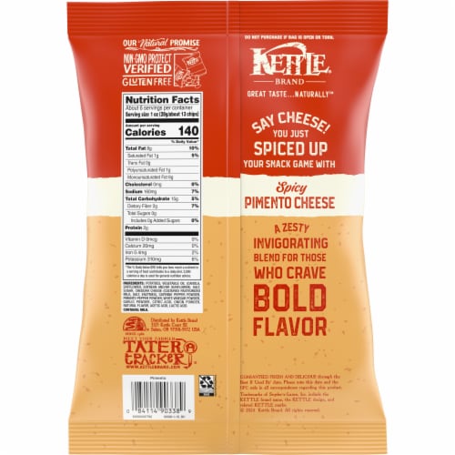 Kettle Brand Spicy Pimento Cheese Flavored Potato Chips Perspective: right