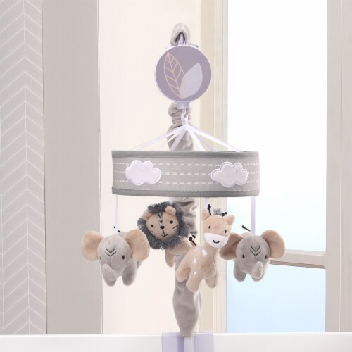 Lambs Ivy Jungle Safari Musical Baby Crib Mobile Gray Beige White Animals 1 count Metro Market