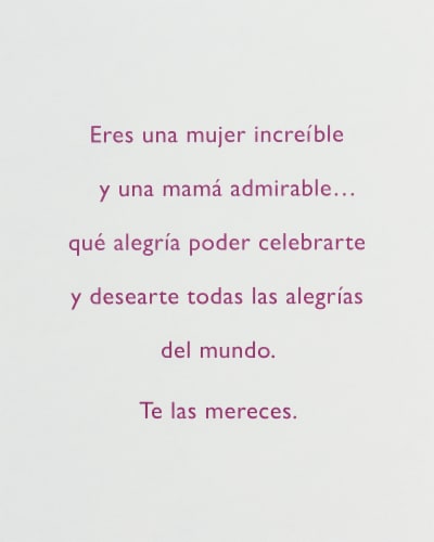 American Greetings Spanish Mother's Day Card (Feliz Dia De Las Madres) Perspective: right