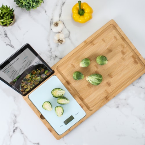 Dexas Prep & Weigh Bamboo Cutting Board Perspective: right