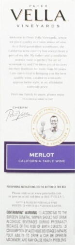 Peter Vella Merlot California Red Wine Box Perspective: right