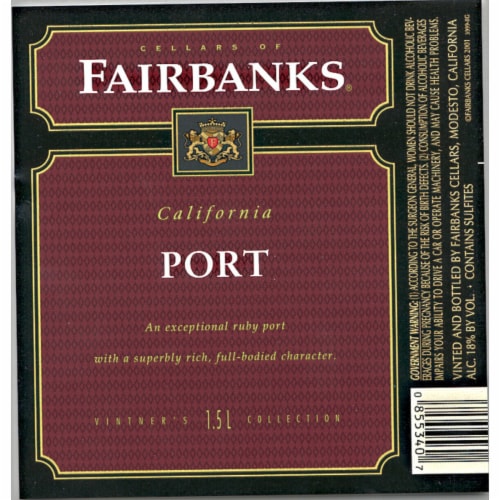 Fairbanks Port California Dessert Wine Perspective: right