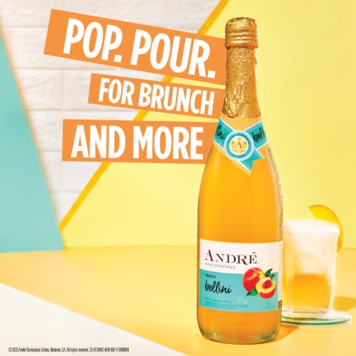 Andre Peach Bellini California Ready to Drink Cocktail Sparkling Wine Perspective: right