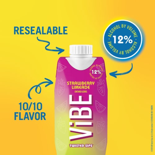 ViBE Twisted Sips Strawberry Limeade Ready to Drink Wine Cocktail Perspective: right