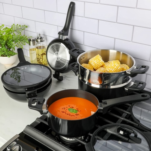 Kenmore Elite Grayson Black 9 Piece Aluminum Stackable Cookware Set 9 Piece Set Smith s Food and Drug