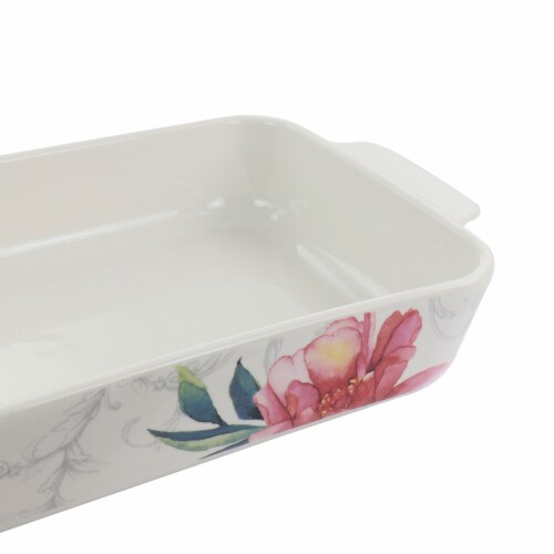 Martha Stewart White Floral Ceramic Baker Set Perspective: right