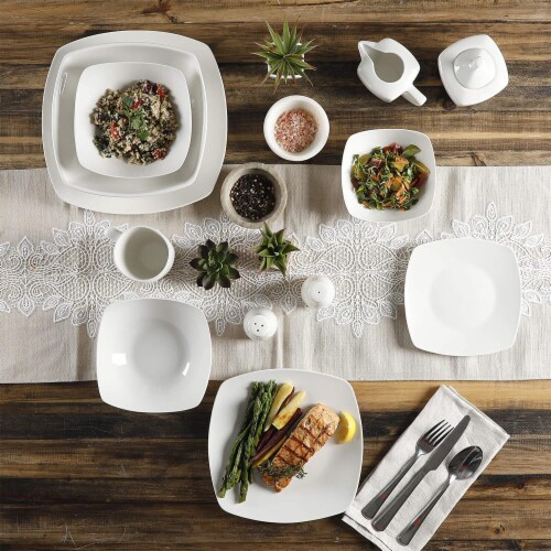 Gibson Home Zen Buffet Porcelain Square Dinnerware Set Service