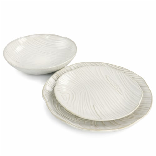 Martha Stewart Wood Pattern Stoneware Dinnerware Set - Off-White Perspective: right