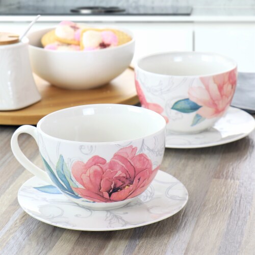 Martha Stewart Peony Tea Cup and Saucer Perspective: right