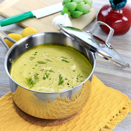 Martha Stewart Stainless Steel Saucepan with Vented Glass Lid Perspective: right