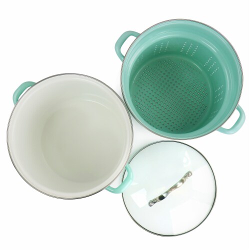 Martha Stewart Stock Pot with Steamer - Aqua Perspective: right
