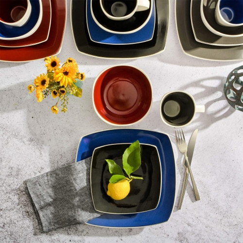 Gibson Soho Lounge Square Glazed Stoneware 16 Piece Dinnerware Set