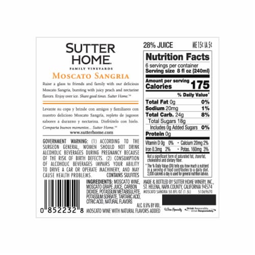 Sutter Home® Moscato Sangria White Wine Perspective: right