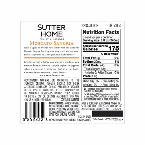 Sutter Home® Moscato Sangria White Wine Perspective: right