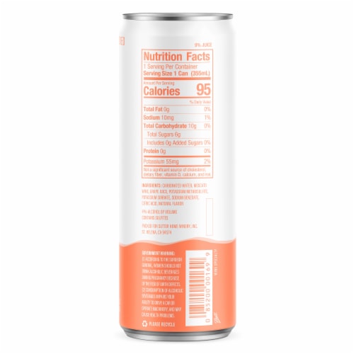 Del Mar Low Calorie White Peach Wine Hard Seltzer Perspective: right