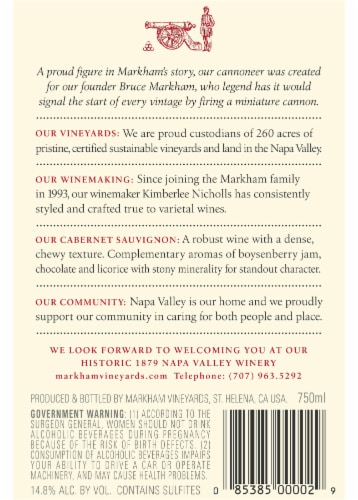 Markham Vineyards Cabernet Sauvignon California Red Wine Perspective: right