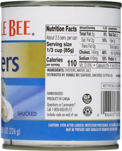 Bumble Bee® Whole Canned Oysters Perspective: right