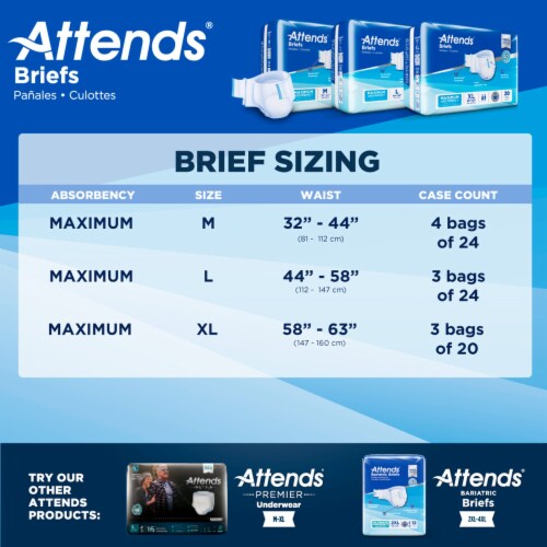 Attends Adult Incontinence Brief XL Heavy Absorbency Contoured, DDA40, Heavy to Severe, 20 Ct Perspective: right