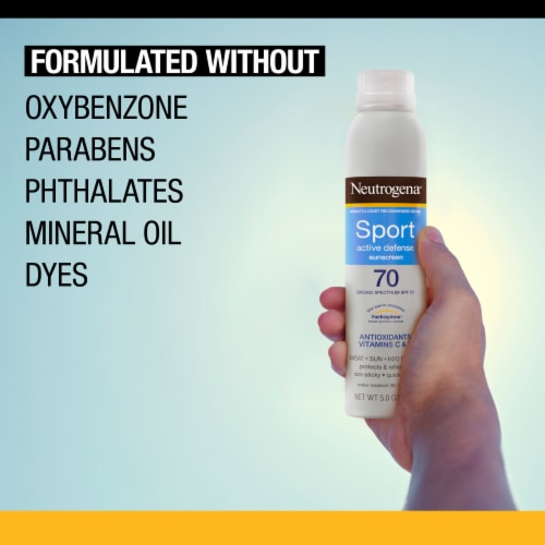 Neutrogena Sport Active Defense Sunscreen Spray SPF 70 Water Resistant with Broad Spectrum UVA/UVB Perspective: right