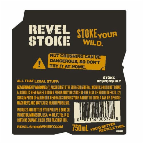 Revel Stoke Nutcrusher Peanut Butter Flavored Canadian Whisky Perspective: right