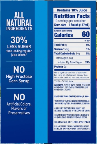 Capri Sun Red Berry Strawberry Raspberry Flavored Juice Drink Blend Pouches Perspective: right