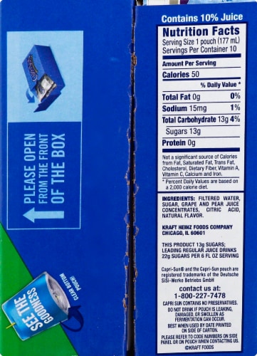Capri Sun Grape Flavored Juice Drink Blend Pouches Perspective: right