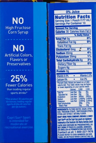 Capri Sun Sport Citrus Rush Flavored Water Beverage Pouches Perspective: right