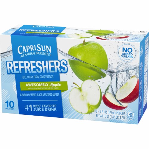Capri Sun Refreshers Awesomely Apple Juice Drink Pouches Perspective: right