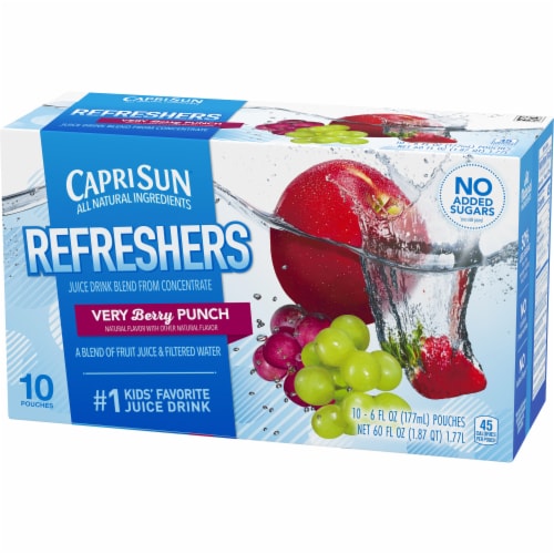 Capri Sun Refreshers Very Berry Punch Juice Drink Blend Pouches Perspective: right