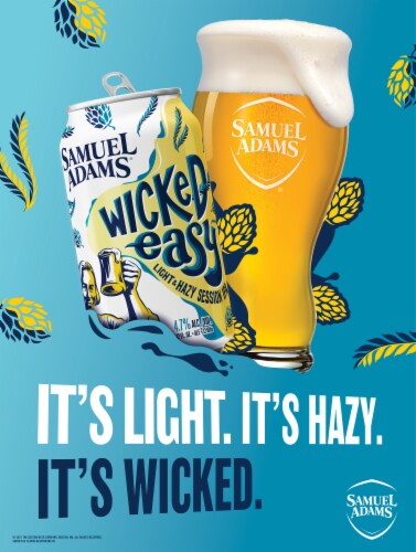 Samuel Adams Wicked Easy Beer Light & Hazy Lager Perspective: right
