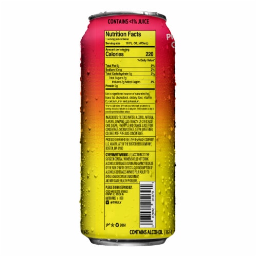 TRULY EXTRA Pineapple Orange Punch Hard Seltzer Single Can Perspective: right