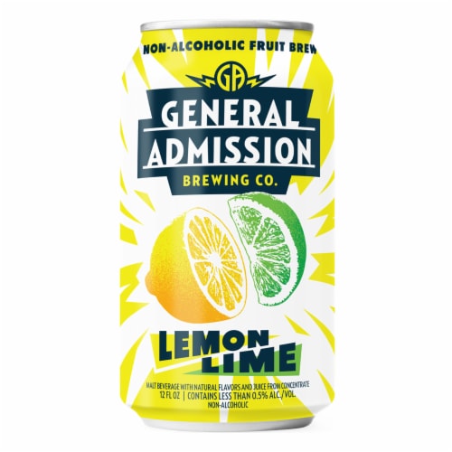 General Admission Lemon-Lime Non-Alcoholic Fruit Beer Perspective: right