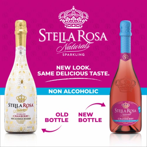 Stella Rosa Naturals Sparkling Non-Alcoholic Italian Cranberry Wine Perspective: right