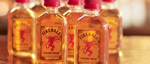 Fireball Cinnamon Whisky Window Box Perspective: right