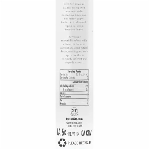 Ciroc Vodka Coconut Perspective: right