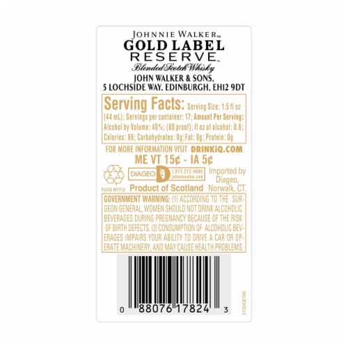 Johnnie Walker Whisky - Blended Scotch JW Gold Label Reserve Perspective: right