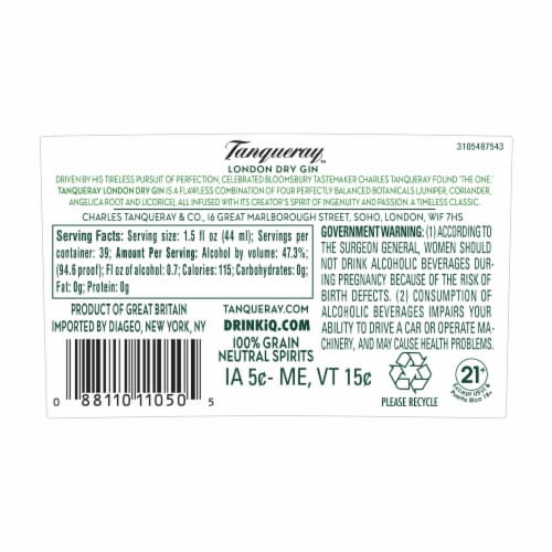 Tanqueray London Dry Gin Perspective: right