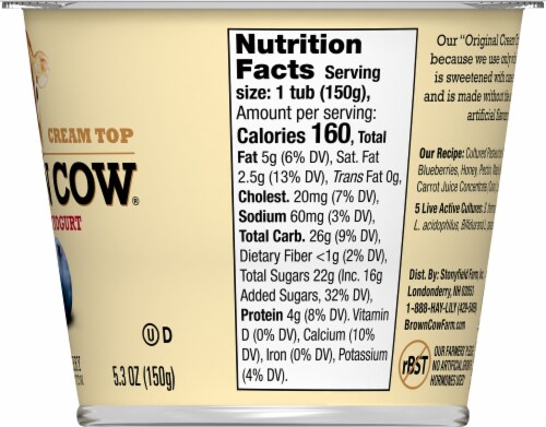 Brown Cow Cream Top Blueberry Whole Milk Yogurt Cup Perspective: right