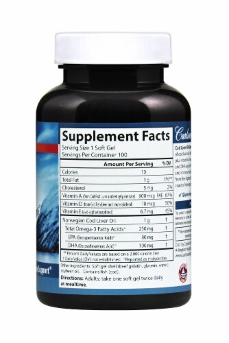 Carlson Super Cod Liver Oil Soft Gels 1000mg Perspective: right