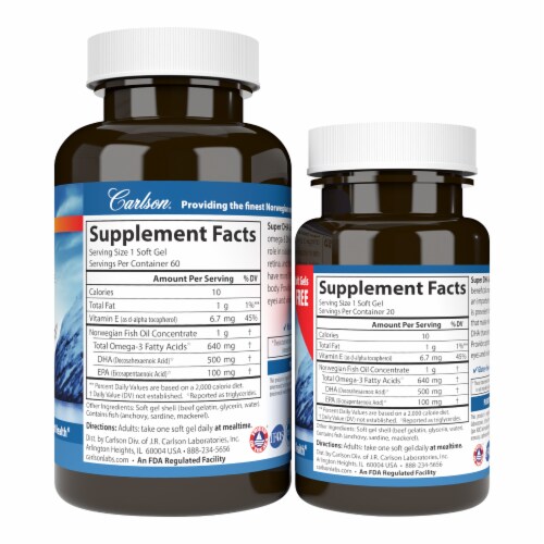 Carlson Super DHA Gems 1000mg Soft Gels Perspective: right