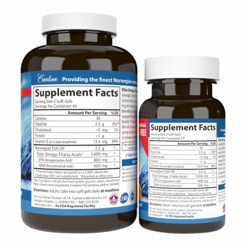Carlson Elite Omega-3 Gems Soft Gels Perspective: right