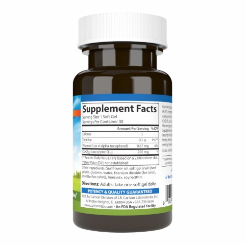 Carlson® Co-Q10 Soft Gels 200mg Perspective: right