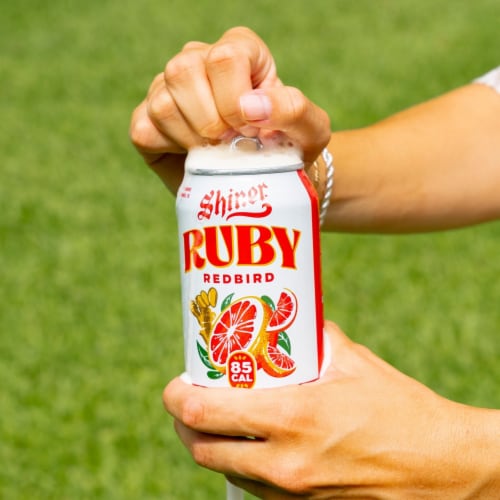 Shiner Ruby Redbird Fruited Lager Craft Beer Perspective: right
