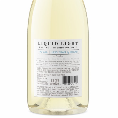 Liquid Light Brut Washington Low Calorie & Low Sugar Sparkling White Wine Perspective: right