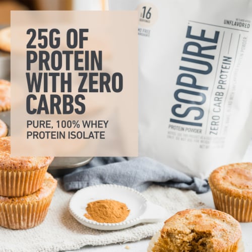 Isopure Zero Carb Unflavored Whey Isolate Protein Powder Perspective: right
