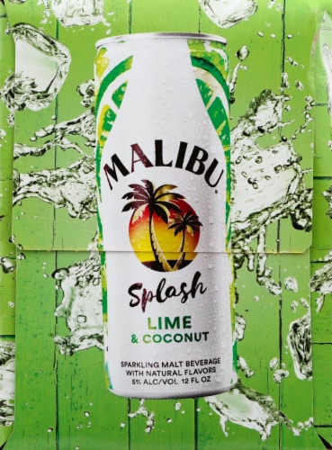 Malibu Splash Lime and Coconut Flavored Hard Beverage Perspective: right