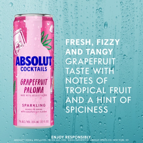 Absolut Grapefruit Paloma Ready To Drink Sparkling Cocktail Can Perspective: right